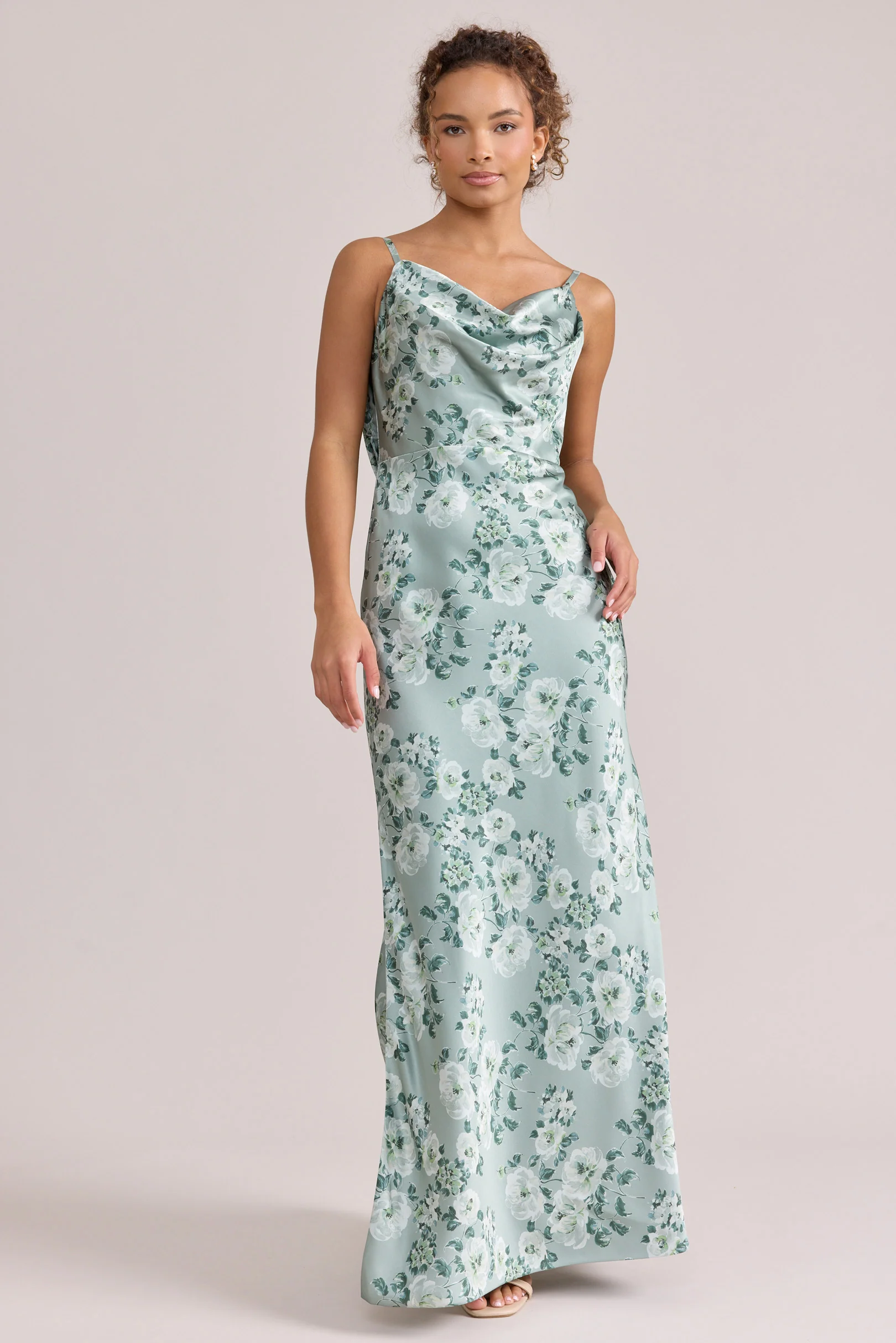 Nadia Satin Floral Print Dress | Made To Order - Image 113