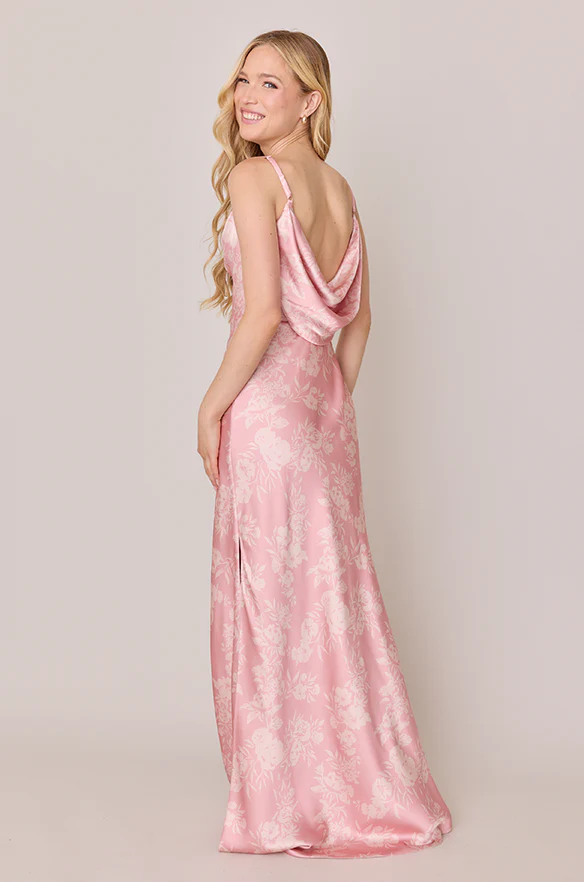 Nadia Satin Floral Print Dress | Made To Order - Image 12