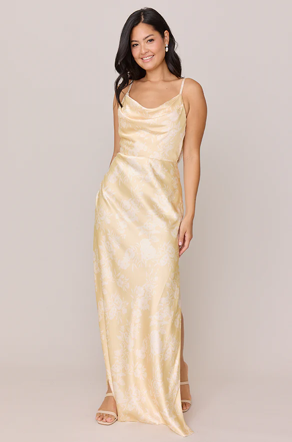 Nadia Satin Floral Print Dress | Made To Order - Image 13