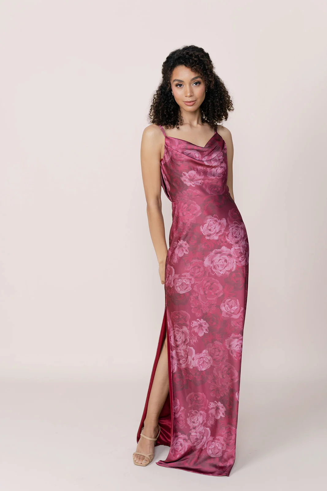 Nadia Satin Floral Print Dress | Made To Order - Image 16