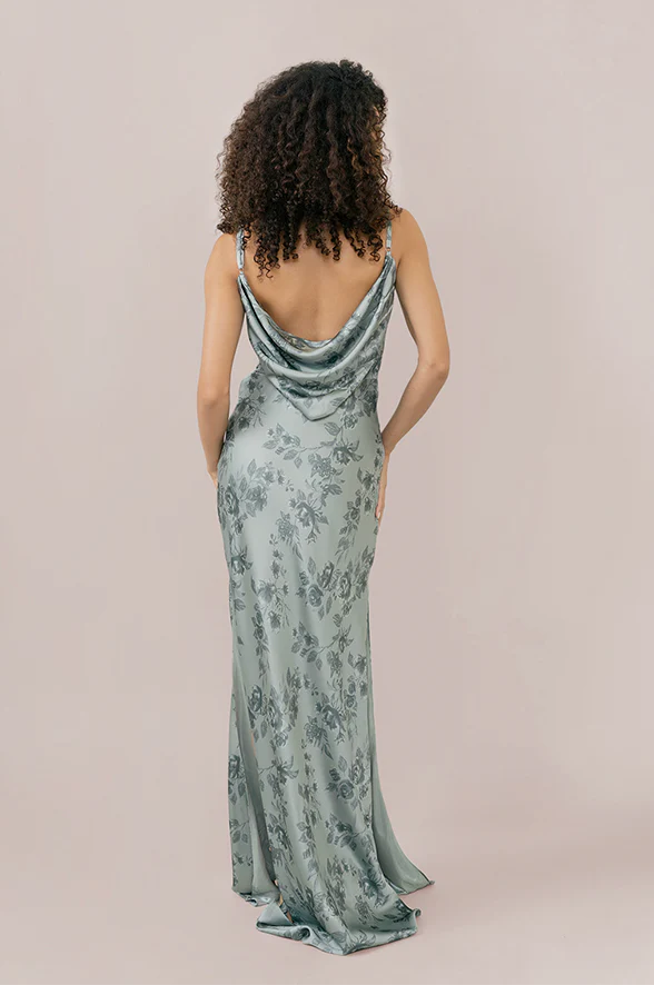 Nadia Satin Floral Print Dress | Made To Order - Image 21
