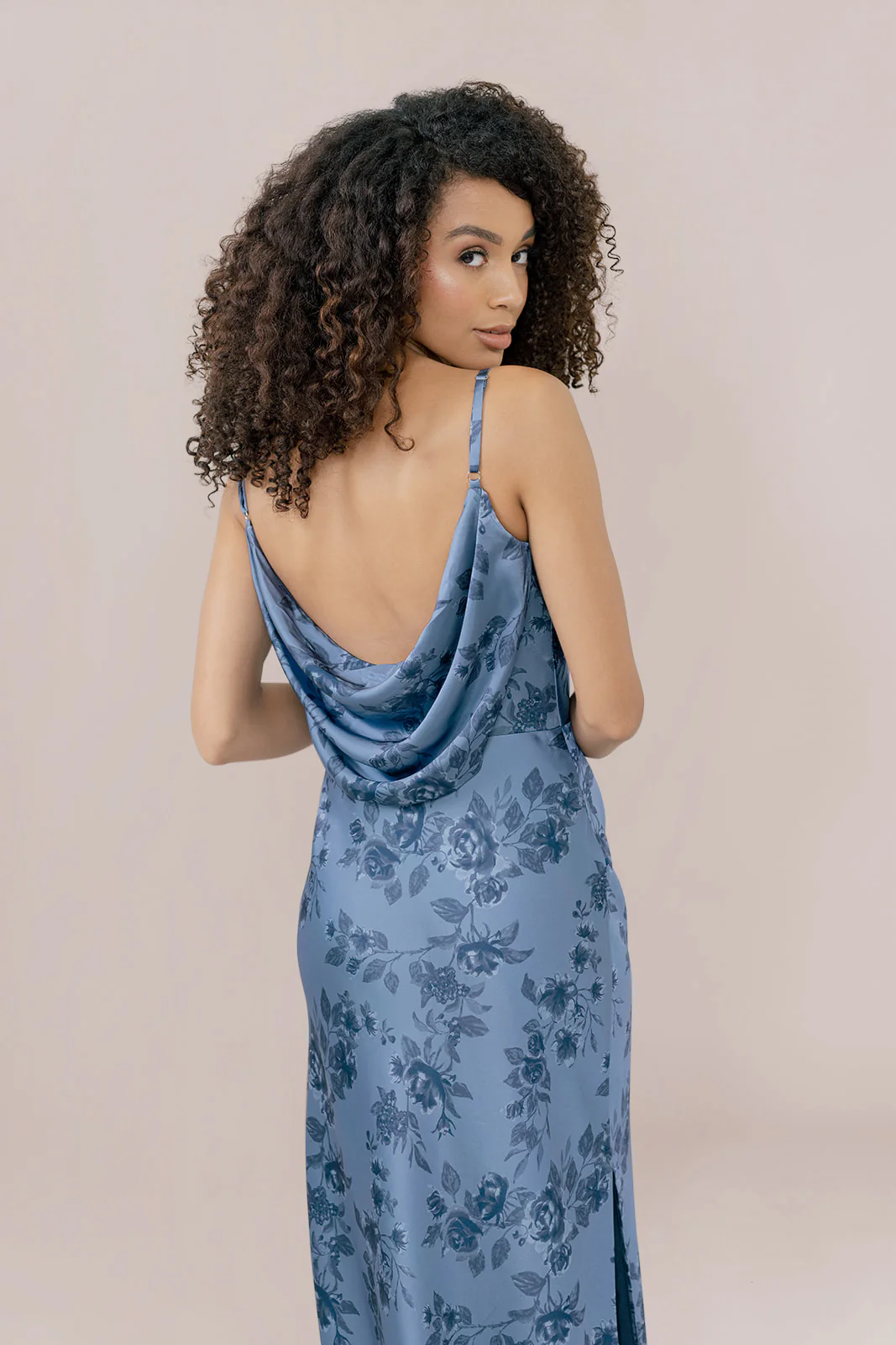 Nadia Satin Floral Print Dress | Made To Order - Image 25