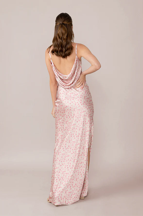 Nadia Satin Floral Print Dress | Made To Order - Image 31