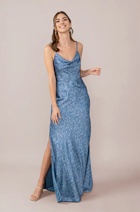 Nadia Satin Floral Print Dress | Made To Order - Image 37