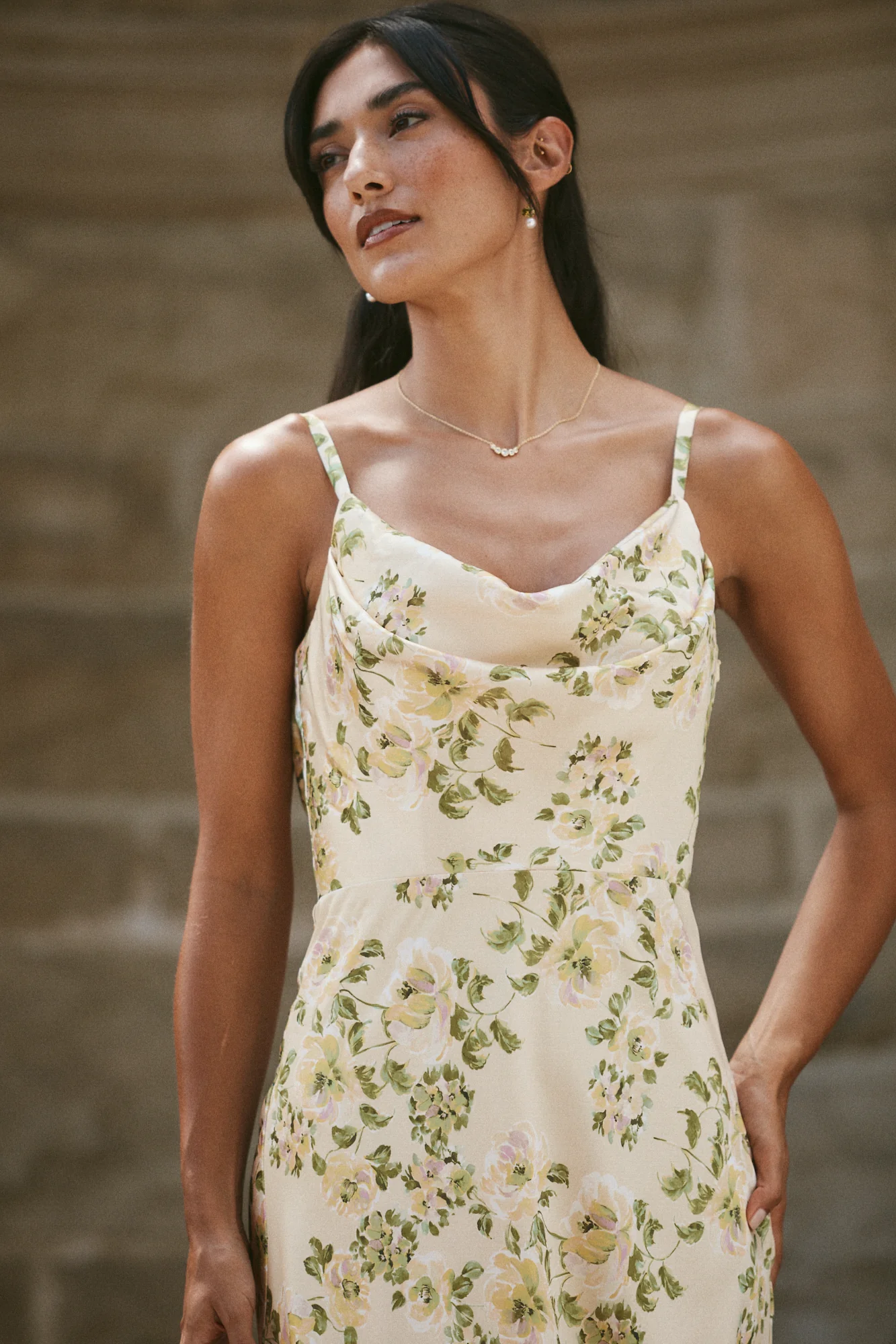 Nadia Satin Floral Print Dress | Made To Order - Image 4