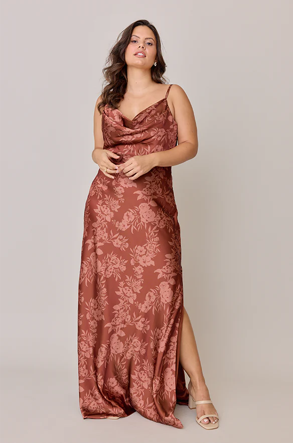 Nadia Satin Floral Print Dress | Made To Order - Image 40