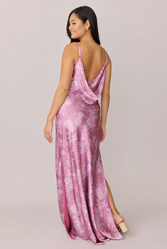 Nadia Satin Floral Print Dress | Made To Order - Image 43