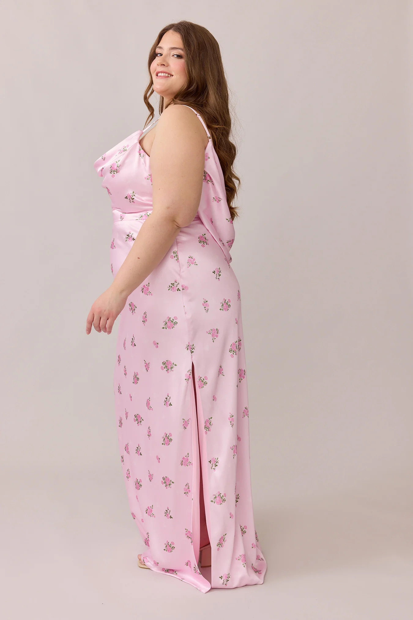 Nadia Satin Floral Print Dress | Made To Order - Image 47