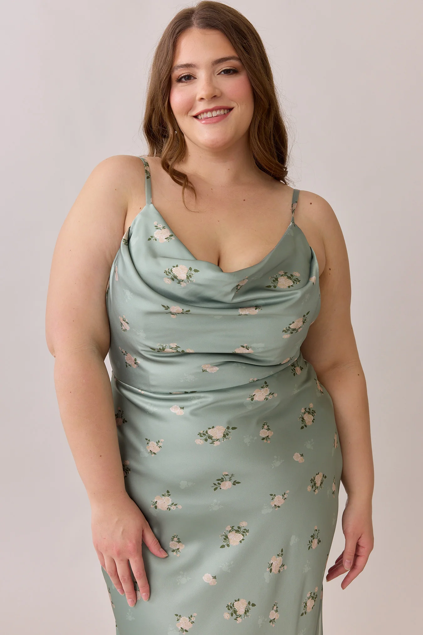 Nadia Satin Floral Print Dress | Made To Order - Image 50