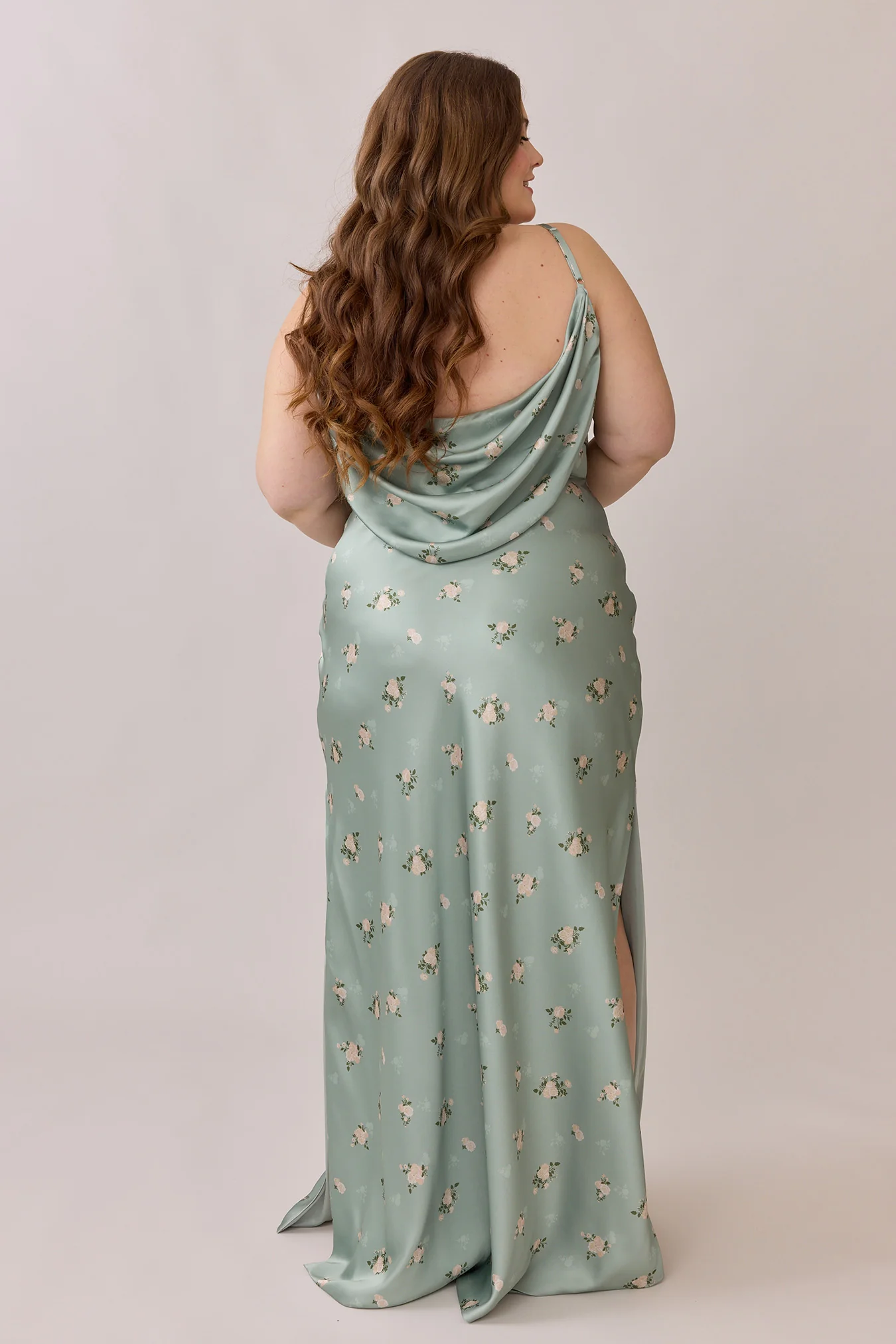 Nadia Satin Floral Print Dress | Made To Order - Image 52