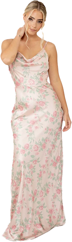 Nadia Satin Floral Print Dress | Made To Order - Image 57