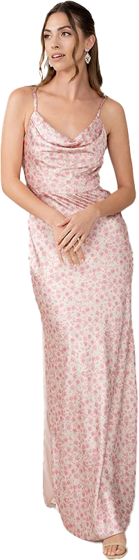 Nadia Satin Floral Print Dress | Made To Order - Image 58