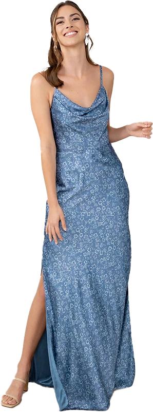 Nadia Satin Floral Print Dress | Made To Order - Image 60