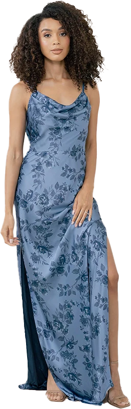 Nadia Satin Floral Print Dress | Made To Order - Image 61