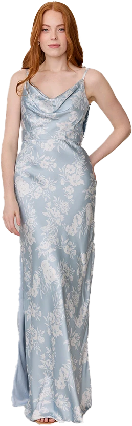 Nadia Satin Floral Print Dress | Made To Order - Image 77