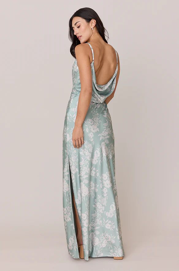 Nadia Satin Floral Print Dress | Made To Order - Image 8