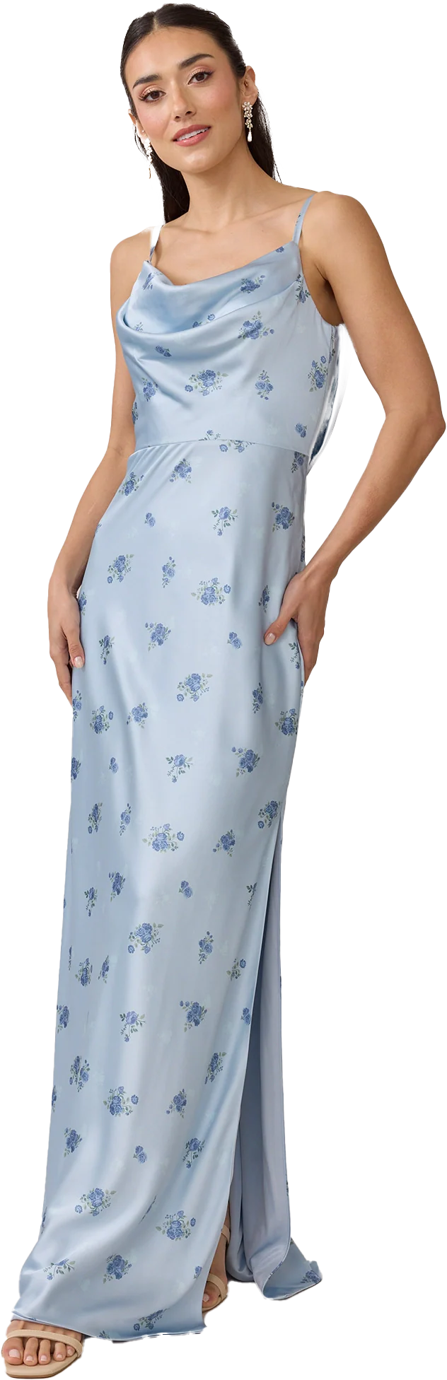 Nadia Satin Floral Print Dress | Made To Order - Image 81