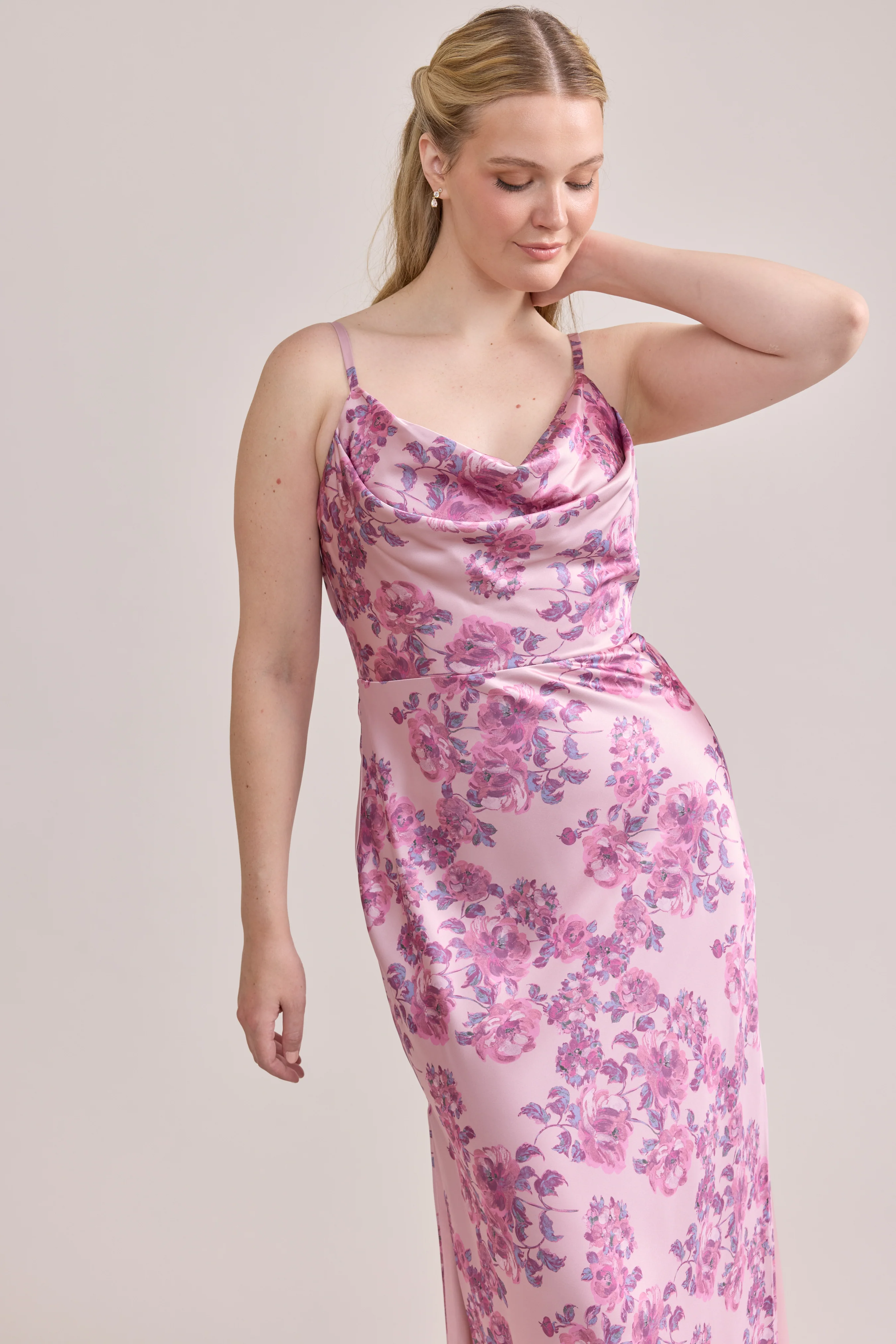 Nadia Satin Floral Print Dress | Made To Order - Image 90