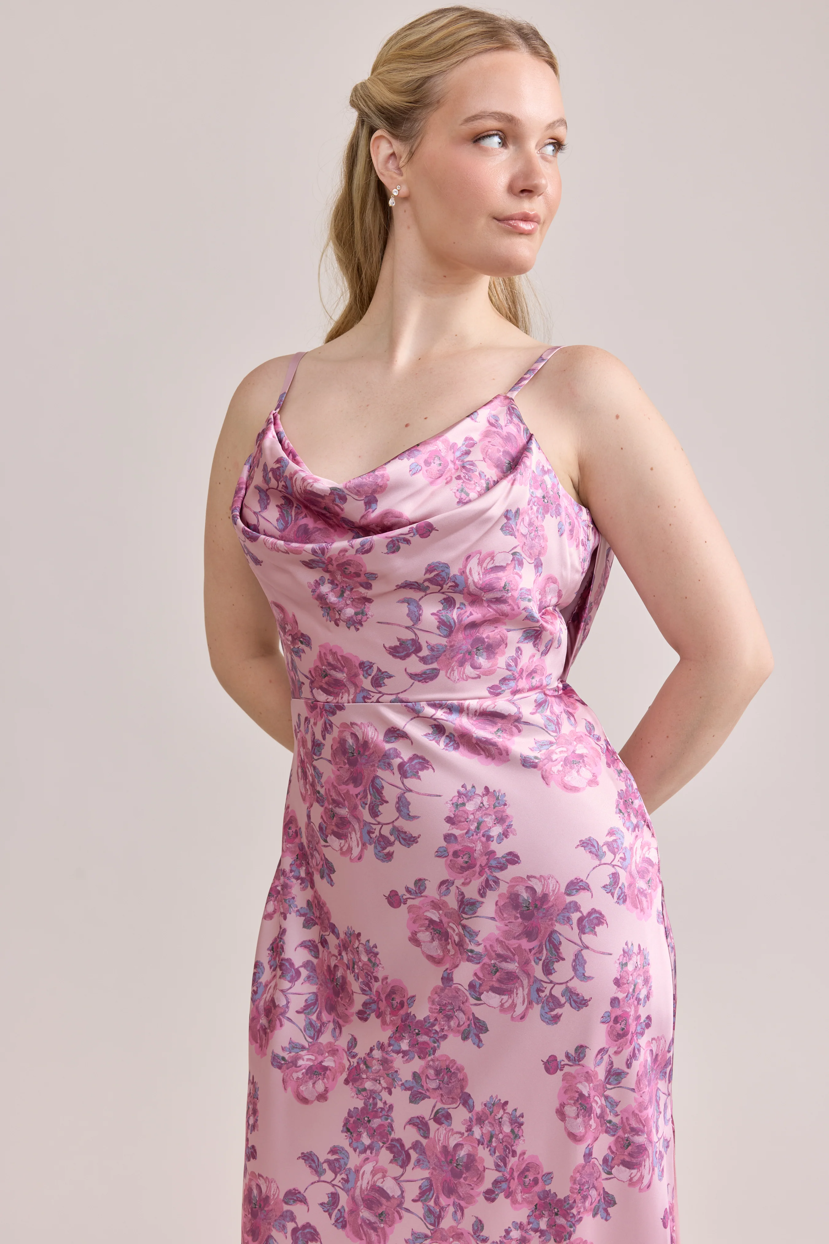 Nadia Satin Floral Print Dress | Made To Order - Image 93