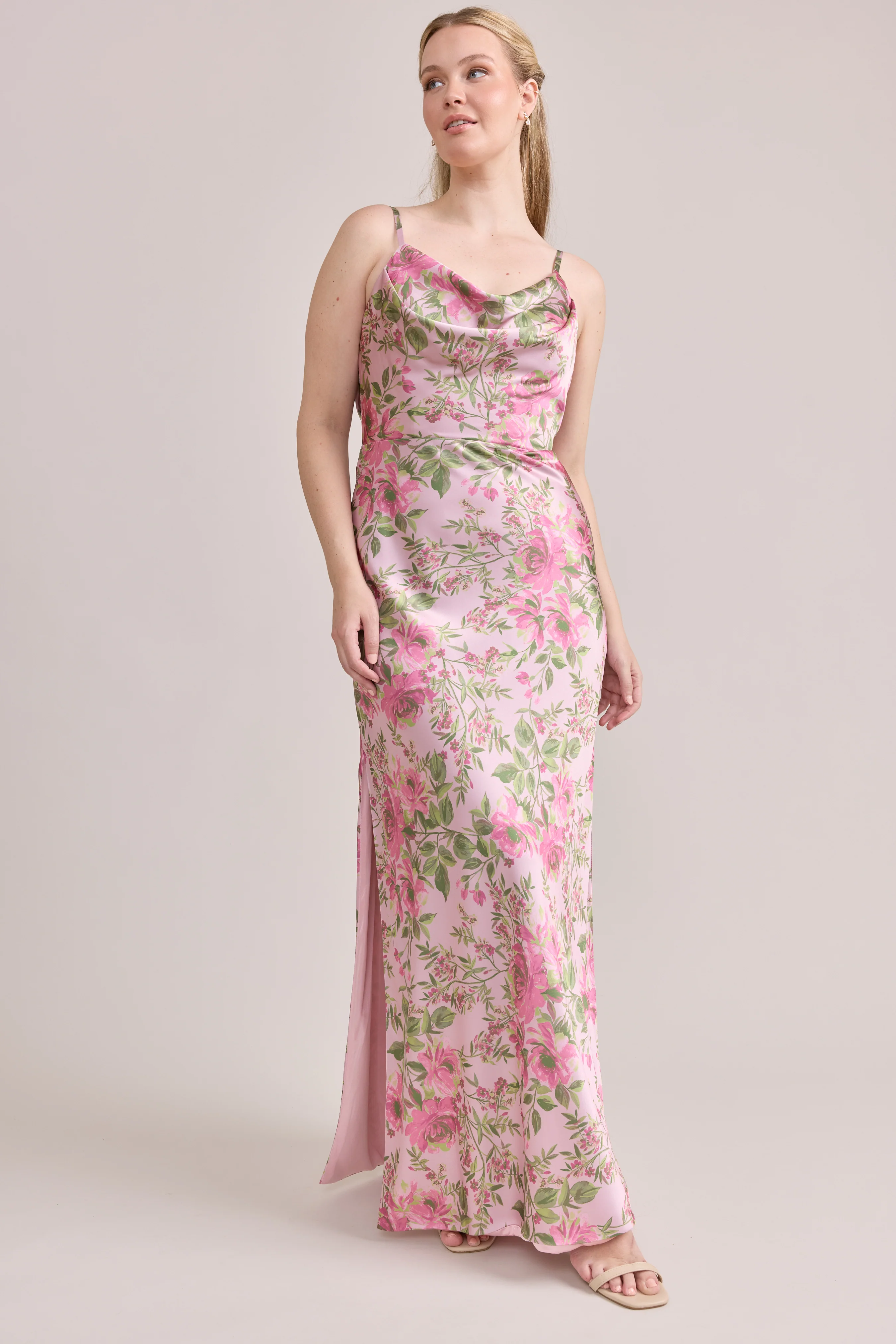 Nadia Satin Floral Print Dress | Made To Order - Image 94