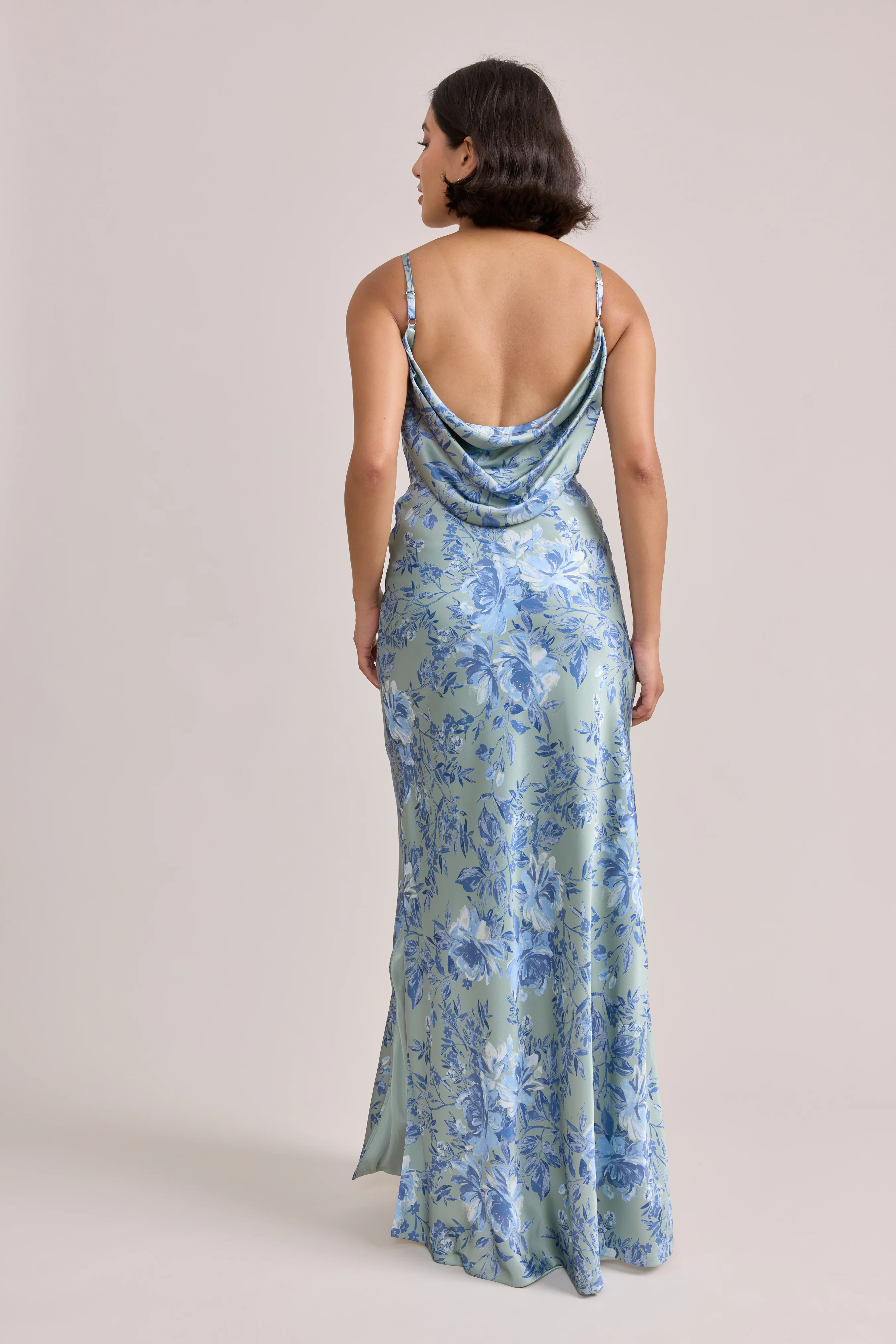 Nadia Satin Floral Print Dress | Made To Order - Image 99