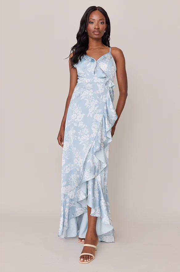 Paloma Satin Floral Print Dress | Made To Order - Image 35