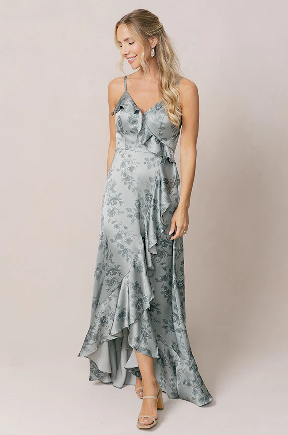 Paloma Satin Floral Print Dress | Made To Order - Image 7