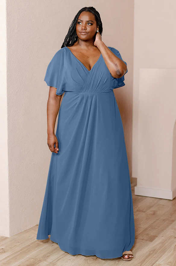Sample Dusty Blue Gwen Chiffon Dress | Ready To Ship