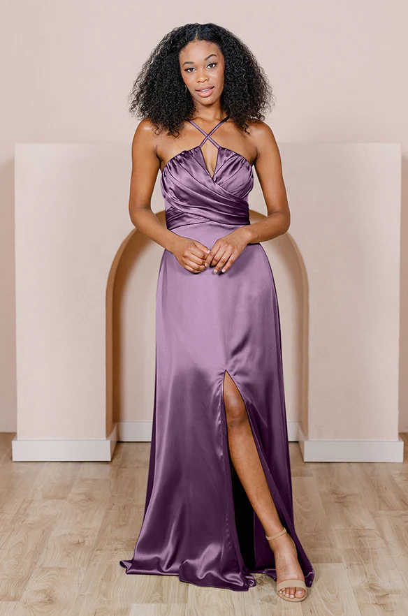 Sample Dusty Plum Nayeli Satin Dress | Ready To Ship