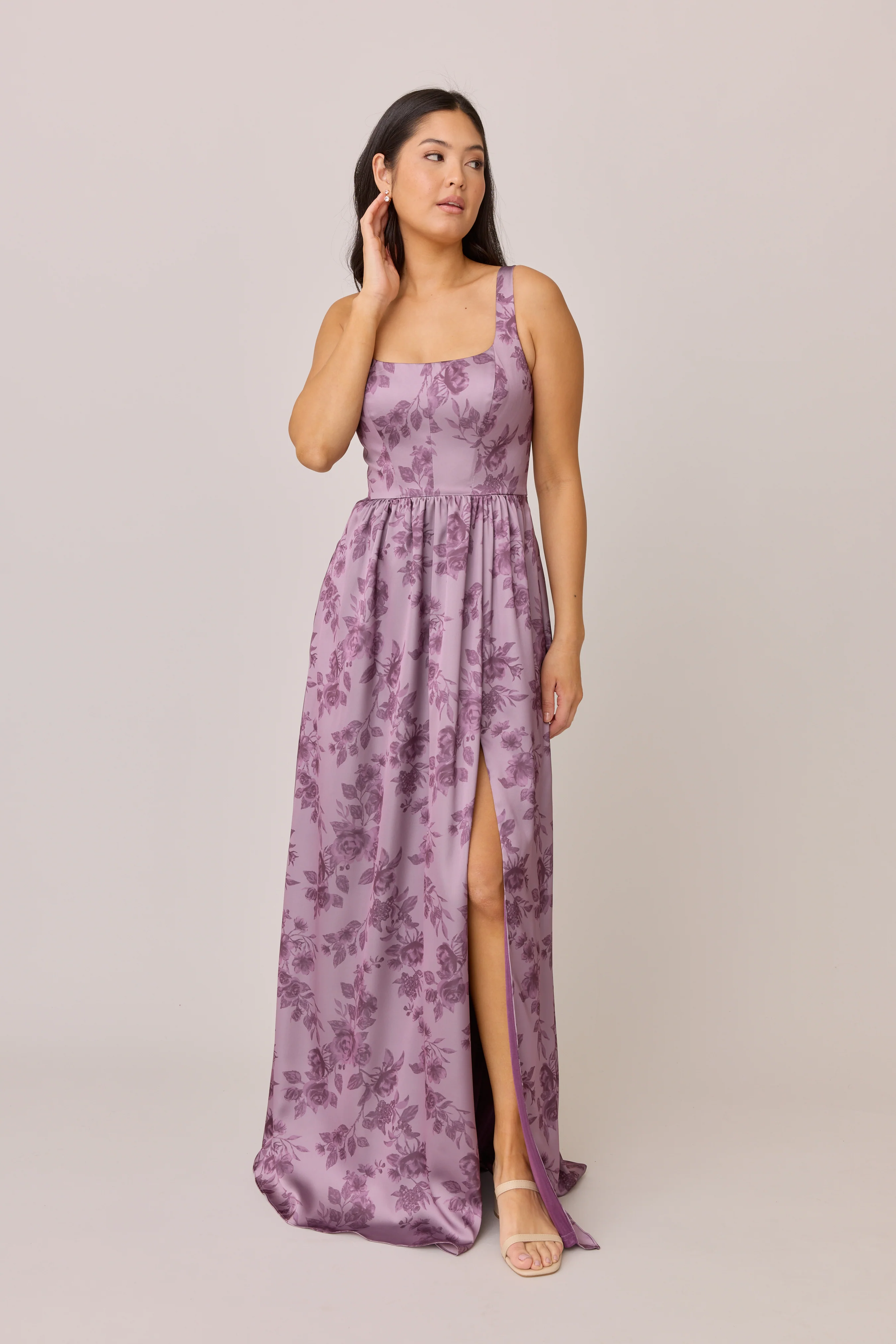 Satin Floral Print Mega Swatch | Ready To Ship | Lilac Bouquet - Image 2