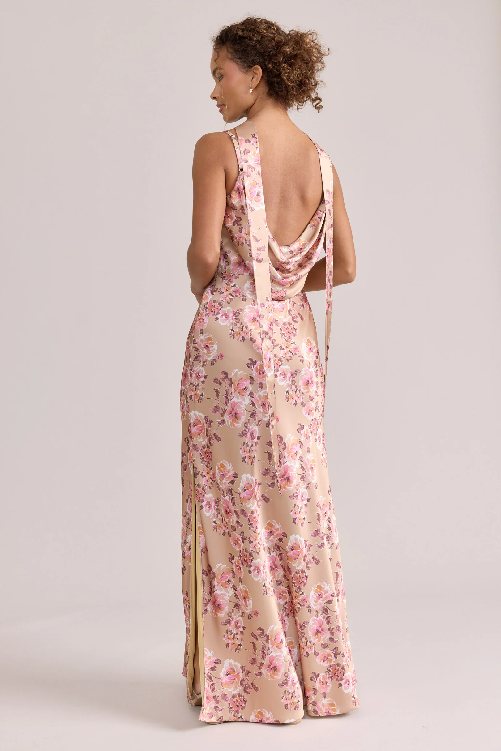 Satin Floral Print Skinny Scarf | Made To Order - Image 49