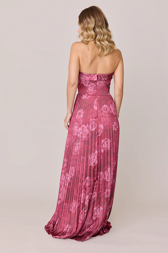 Saylor Satin Pleated Floral Print Dress | Made To Order - Image 10