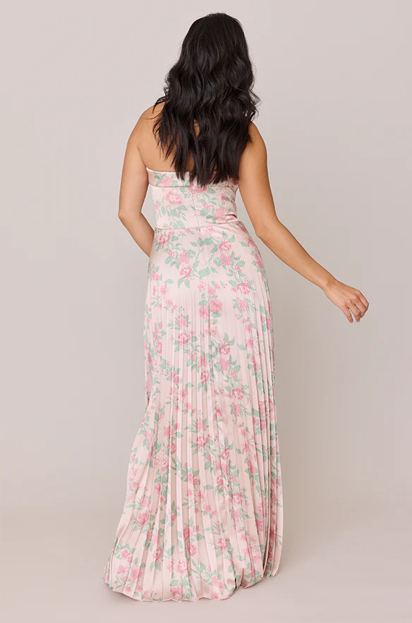Saylor Satin Pleated Floral Print Dress | Made To Order - Image 14