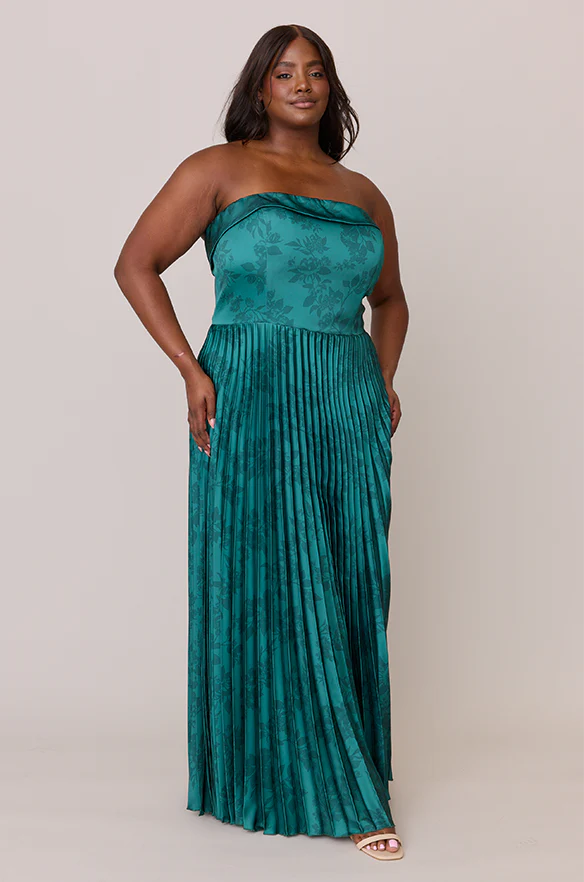 Saylor Satin Pleated Floral Print Dress | Made To Order - Image 15