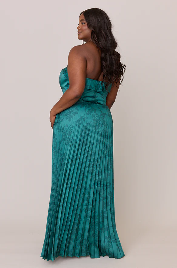 Saylor Satin Pleated Floral Print Dress | Made To Order - Image 16