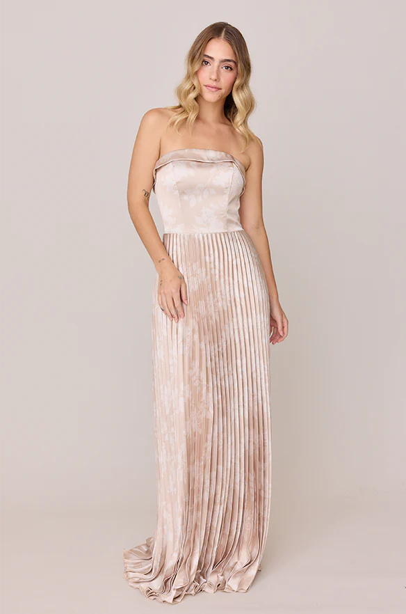 Saylor Satin Pleated Floral Print Dress | Made To Order - Image 19
