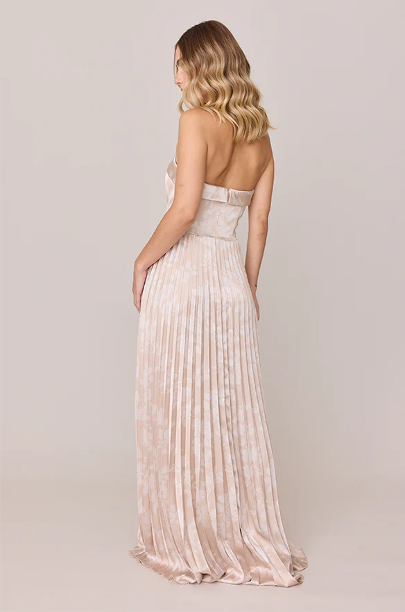 Saylor Satin Pleated Floral Print Dress | Made To Order - Image 20