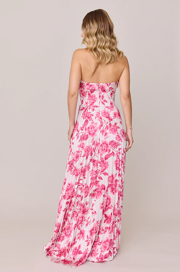 Saylor Satin Pleated Floral Print Dress | Made To Order - Image 22