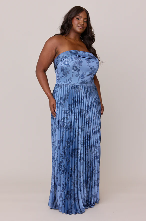 Saylor Satin Pleated Floral Print Dress | Made To Order - Image 23
