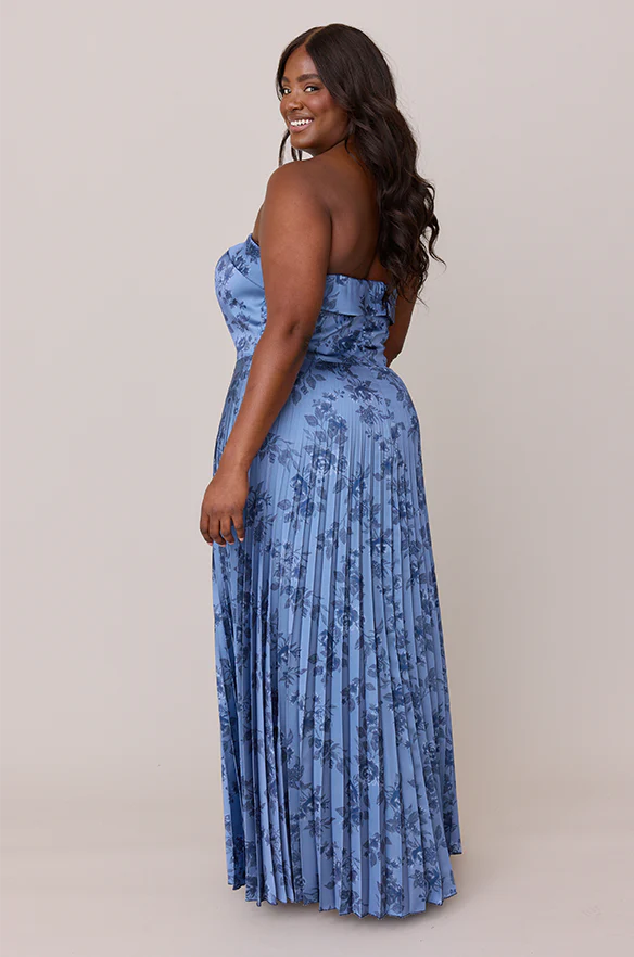 Saylor Satin Pleated Floral Print Dress | Made To Order - Image 24