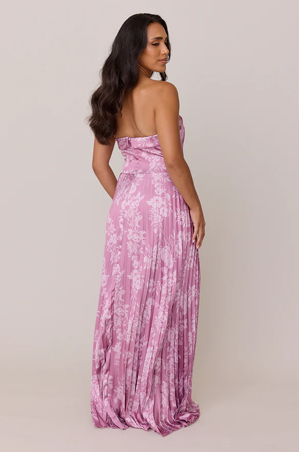 Saylor Satin Pleated Floral Print Dress | Made To Order - Image 29
