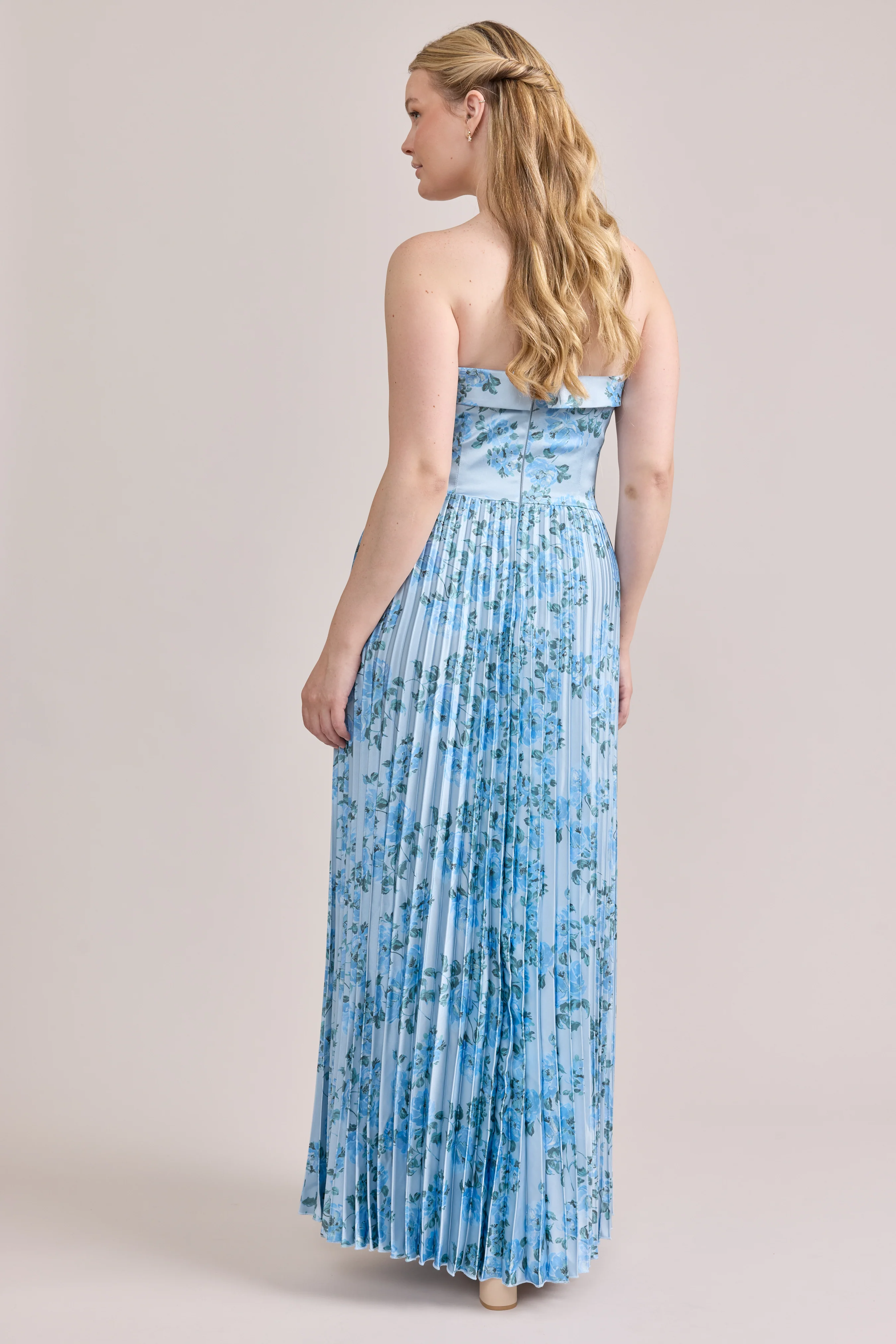 Saylor Satin Pleated Floral Print Dress | Made To Order - Image 3