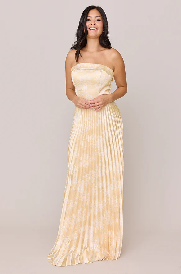 Saylor Satin Pleated Floral Print Dress | Made To Order - Image 32