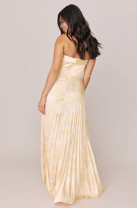 Saylor Satin Pleated Floral Print Dress | Made To Order - Image 33