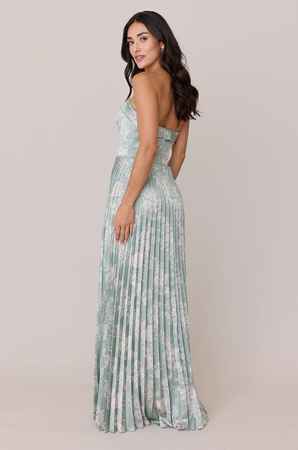 Saylor Satin Pleated Floral Print Dress | Made To Order - Image 37