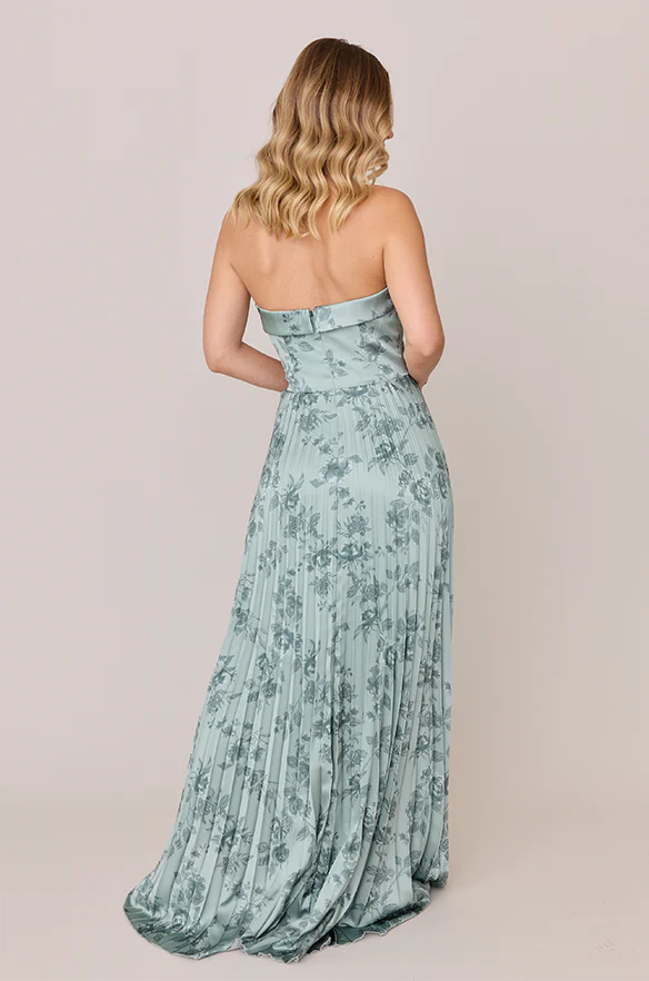 Saylor Satin Pleated Floral Print Dress | Made To Order - Image 39