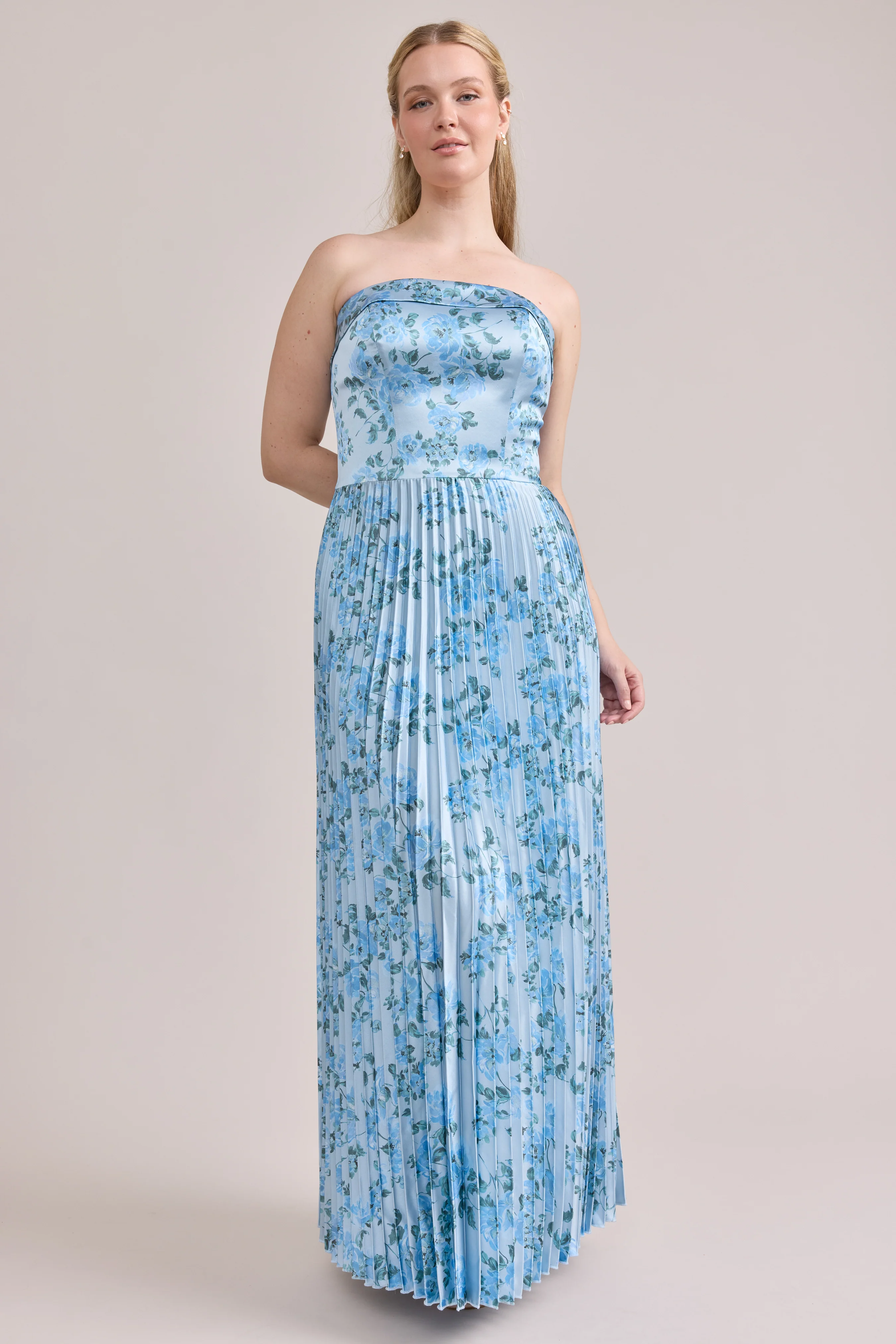 Saylor Satin Pleated Floral Print Dress | Made To Order - Image 4