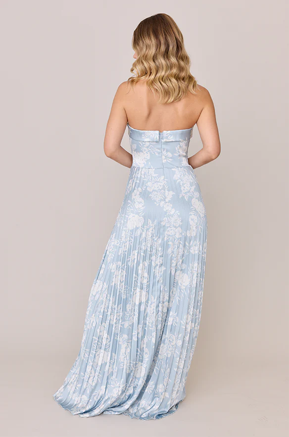 Saylor Satin Pleated Floral Print Dress | Made To Order - Image 41