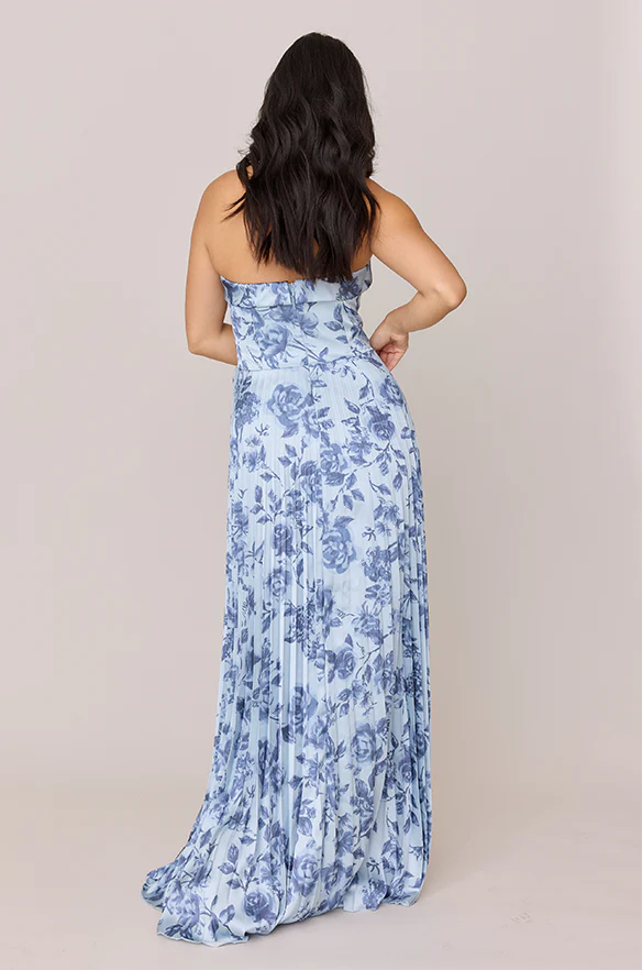 Saylor Satin Pleated Floral Print Dress | Made To Order - Image 43