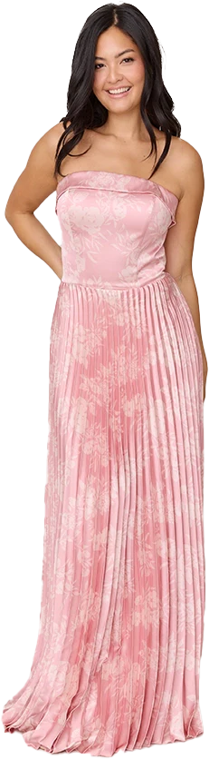 Saylor Satin Pleated Floral Print Dress | Made To Order - Image 47
